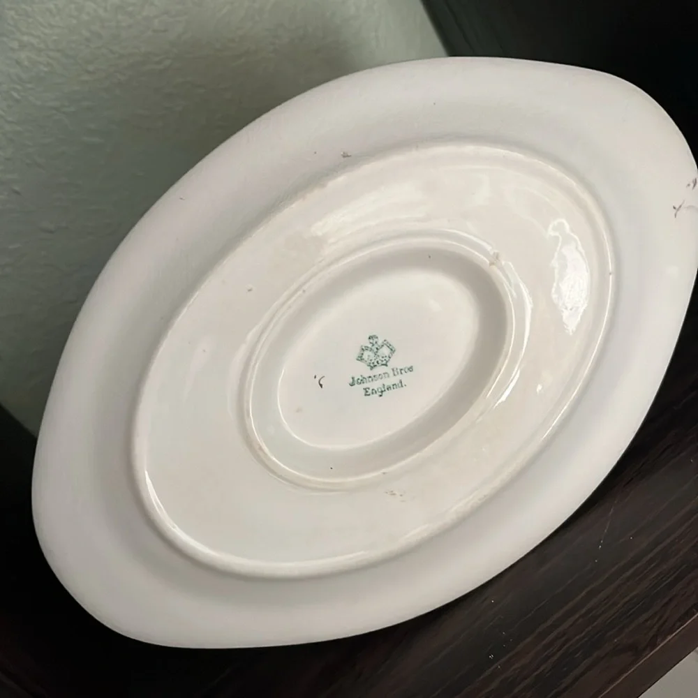 Vintage Johnson Brothers Montrose Gravy Boat Attached Underplate